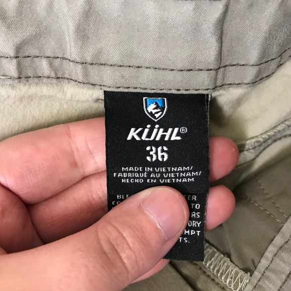 Kuhl Rydr Mens 36 Olive Green Cotton Blend Hiking Utility Cargo Shorts - Picture 7 of 11